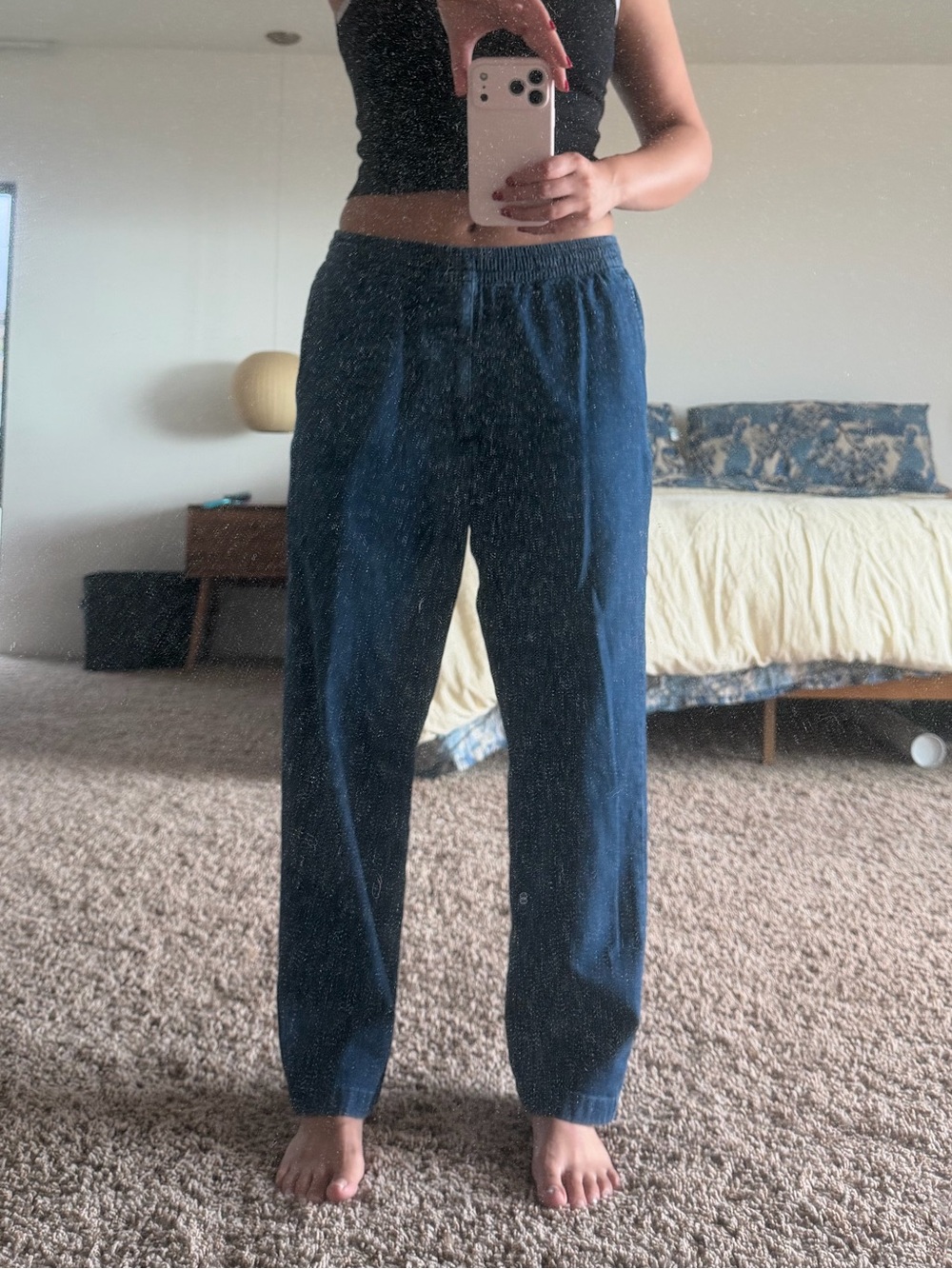 Uniqlo Women's Navy Elastic-Waist Jogger jeans